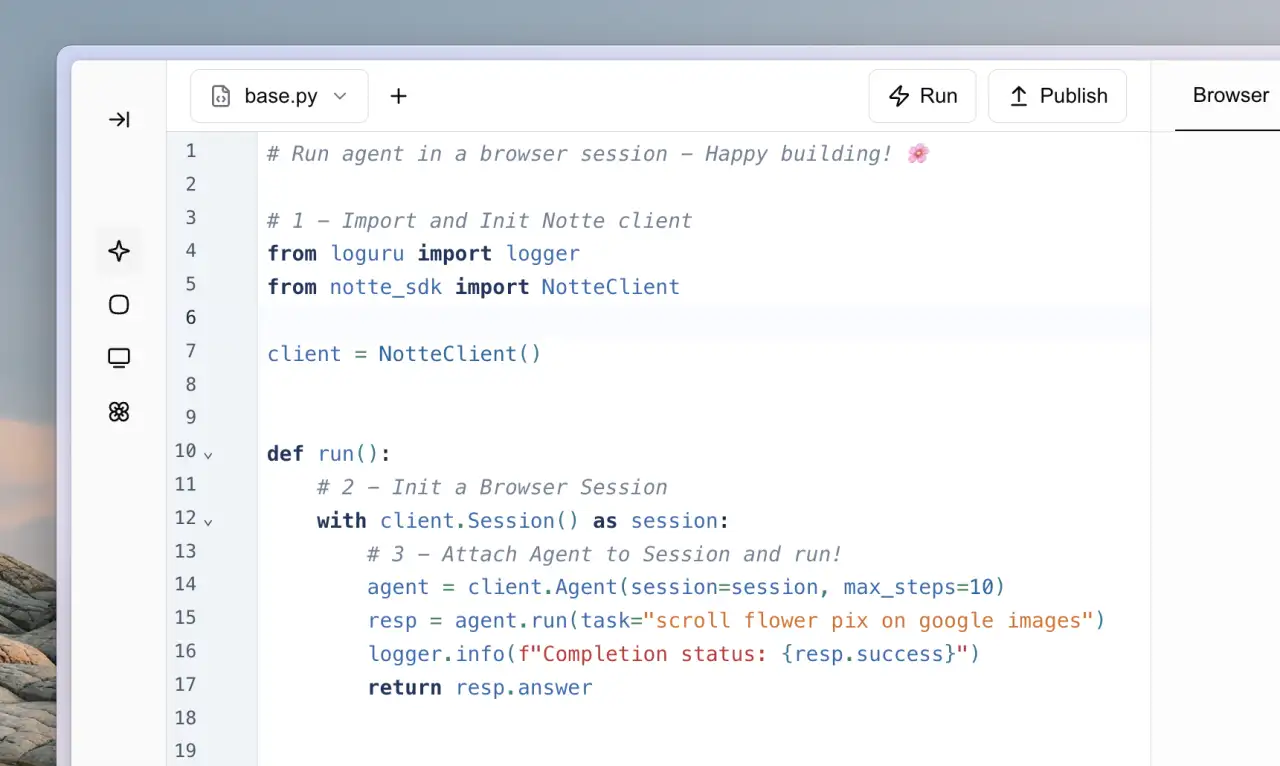 Notte (Anything API)の画面