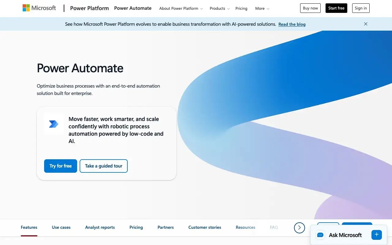 Power Automate AIの画面