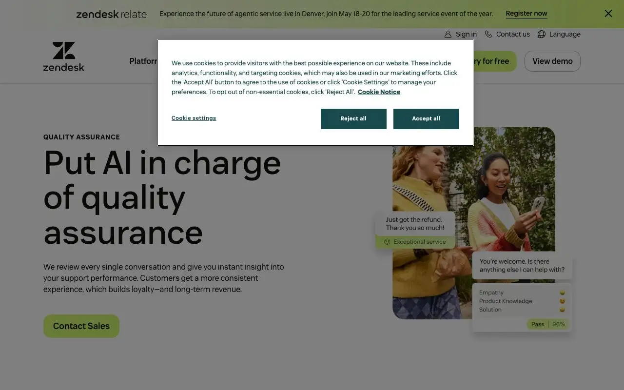 Zendesk QAの画面
